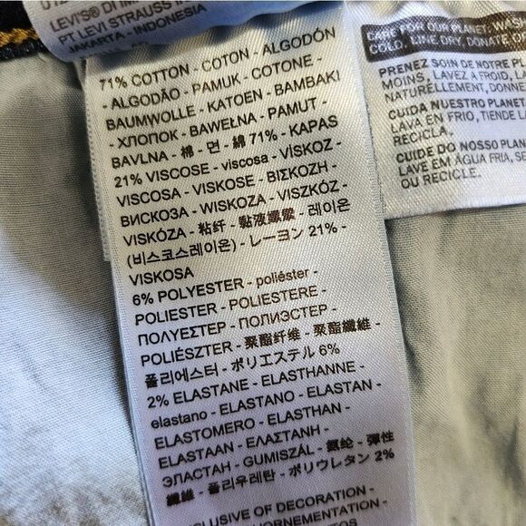 LEVI'S Women's High Rise Dk Wash Blue Denim Fringed Summer Short Shorts Size 31 - Picture 9 of 12